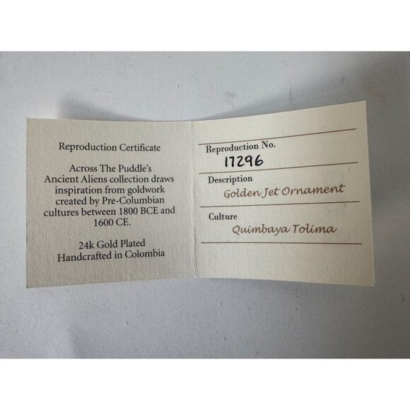 24k Gold Plated Golden Jet Pendant Necklace Handmade In Columbia With Certificat - Picture 5 of 16